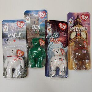 TY Set of 4 Mcdonalds World Beanie Babies Unopened: Maple Erin Glory Britannia